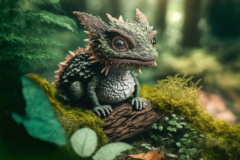 Dragon in mystical forest